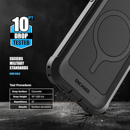 Encased Rugged Case for iPhone 17 Pro Max with Belt Clip and Built-in Screen Protector (Falcon Series) Full-Body Cover with Phone Holster, Compatible with MagSafe (Black) - size: iPhone 17 Pro Max