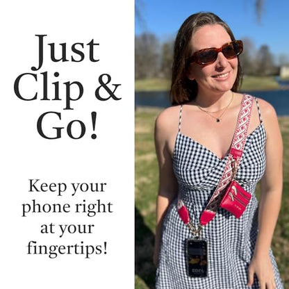 Save the Girls Clip & Go Phone Lanyard with Wallet Pouch, XOXO Boysenberry - color: Boysenberry
