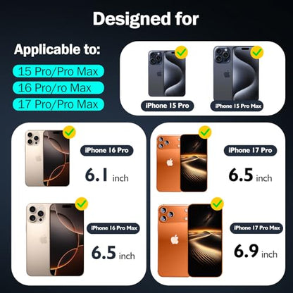 2 Pack Camera Lens Protector for iPhone 17 Pro Max/17 Pro/16 Pro Max/16 Pro/15 Pro | Ultra-tough Lens Cover | HD Tempered Glass | Black | Compatible with iPhone 15 Pro Max - color: for 17 Pro Max /17 Pro/16 Pro/16 Pro Max/15 Pro/15 Pro Max
