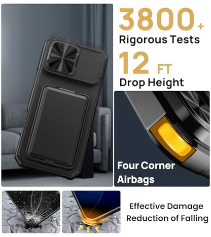 SSLOTSCASE for iPhone 17 Pro Case with Card Holder & Kickstand, Black - color: Black, size: Iphone 17 Pro