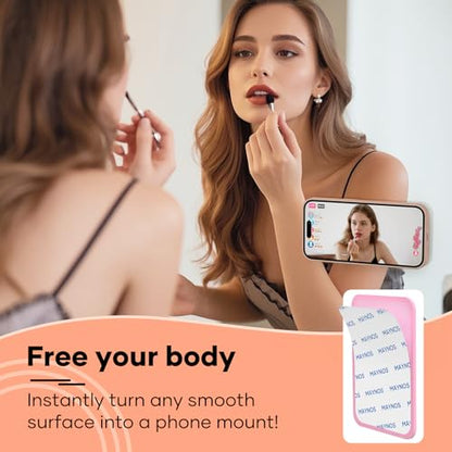 Silicone Phone Sticky Grip, Suction Phone Case Mount for iPhone and Android, Hands-Free Sticky Cell Phone Grip, Mobile Fidget Mirror Holder for Selfies and Videos - color: Chalk Pink