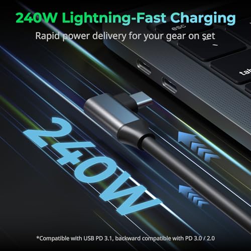 SMALLRIG USB4 40Gbps USB-C Cable 240W & 8K@60Hz Video 35cm/13.8in - 5075 - size: 35 cm/13.8 in, style: Straight to Angled