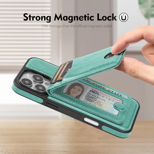 SkyEagle Compatible with MagSafe iPhone 16 Pro Wallet Case,Blue Green - color: Blue Green, size: iPhone 16 Pro - 6.3"