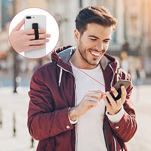 Cobee Finger Strap Phone Holder, 4 Pcs Cell Phone Grip Holder Elastic Kickstand for Mobile Phone Anti-silp Braided Finger Holder Band Compatible with Smartphones, Small Tablets(Black)