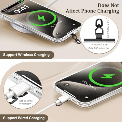 Dadanism 2 Pack Phone Tether Tab, 360° Rotatable Cell Phone Lanyard Patch Ultra-Thin Stainless Steel Universal Lanyard Pad for Phone Lanyard, Compatible with iPhone 16 & Most Smartphones, Black - color: Black, style: Style A - 2 Pack