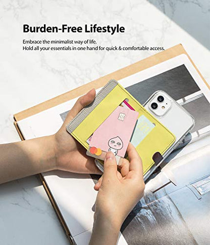 Ringke Flip Card Holder ID Adhesive 3M Premium Stick Fashion Multi-Card Slot Wallet Case Credit Card Cash Pouch Attachment Compatible with Most Smartphones, Android and More - Red - color: 1-Magnetic Red