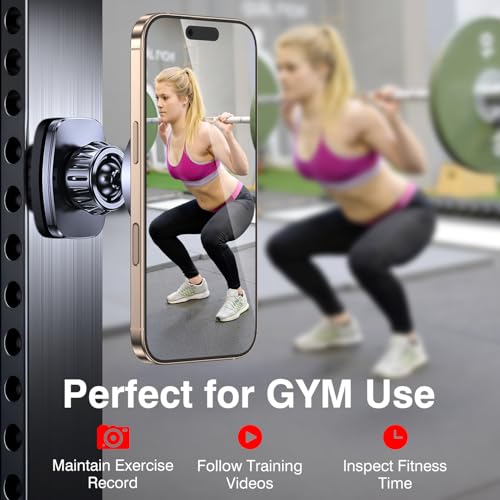 Romuto Magnetic Phone Holder for Gym Phone Holder Magnet Phone Camera Mount - color: Black