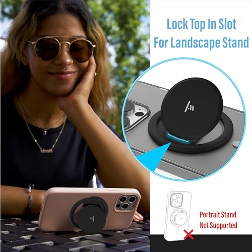 Tango Ultra Thin Grip for MagSafe: One Hand Open, Stand, 10x Expandable, Space Grade Steel, Removable for Wireless Charging. Half The Thickness, Twice The Fidget - Matte Black