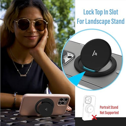 Tango Ultra Thin Grip for MagSafe: One Hand Open, Stand, 10x Expandable, Space Grade Steel, Removable for Wireless Charging. Half The Thickness, Twice The Fidget - Matte Black