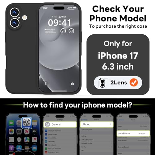 Vooii Magnetic for iPhone 17 Case, Compatible with Magsafe (Premium Liquid Silicone) (Integrated Camera Control Button) Full Body Protective Anti-Scratch Microfiber Lining 6.3", Black - color: Black, size: iPhone 17