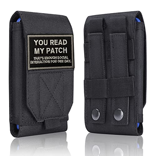 Black Tactical Molle CellPhone Pouch Case,Heavy Duty Waterproof Phone Holster Bag for iPhone 11 12 13 Pro Max For Samsung S22 S21 S20 FE Note 20 A13 A12 A02S Less 6.7" Phone with 4 Pack Patches - color: Black & 4 Pack Patches #2