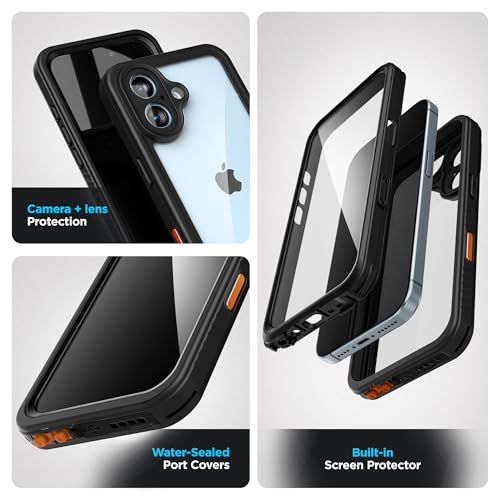 Encased for iPhone 16 Plus Waterproof Case with Belt Clip Holster [Military Grade] Shockproof, Full-Body Phone Cover with Built-in Screen Protector (Compatible with MagSafe) - size: iPhone 16 Plus