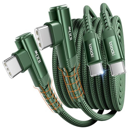 toocki 100W Right Angle Fast Charging USB C Cable, 2Pack, 3.3FT - color: Green, size: 3.3+3.3FT