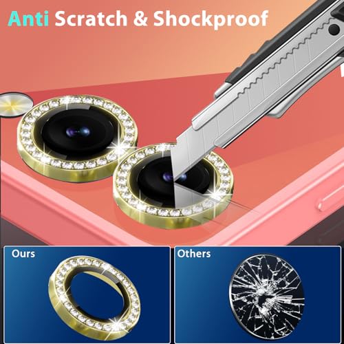 2-Pack Camera Lens Protectors for Galaxy Z Flip7, Glitter Bling Sparkly Camera Cover with Aluminum Edging,Individual Metal Lens Cover [Case Friendly],Bling Gold - color: Bling Gold