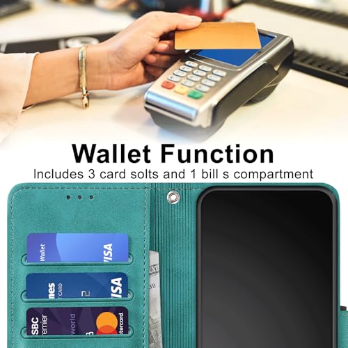 Flip Wallet Case for iPhone 11 PU Leather Turquoise | RFID Blocking, 3 Card Slots & 1 Cash Pocket, Magnetic Closure, Kickstand Function, Leather Flip Case for iPhone 11 - color: Turquoise
