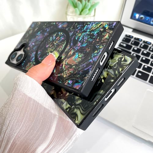 AIGOMARA Magnetic Rectangle for iPhone 16 Plus Case, Abalone Shell - color: Abalone, size: iPhone 16 Plus