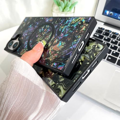 AIGOMARA Magnetic Rectangle for iPhone 16 Plus Case, Abalone Shell - color: Abalone, size: iPhone 16 Plus
