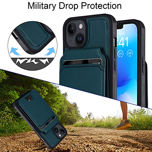 iCoverCase Wallet Case for iPhone 13 Pro Max/12 Pro Max Compatible with MagSafe, Magnetic Detachable Card Slots Holder PU Leather Kickstand Wireless Charging Case 6.7 Inch (Blackish Green) - color: Blackish Green