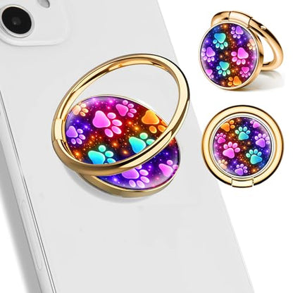 Cell Phone Ring Holder, Cute Phone Ring Grip Stand, 360°Rotation Funny Metal Kickstand Finger Grip Colorful Cute Dog Paws - color: Colorful Cute Dog Paws