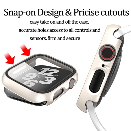 [12 Pack Case Compatible with Apple Watch 40mm SE 3 SE 2 Series 6 5 4 SE with Tempered Glass Screen Protector, Hard PC Bumper Overall Shockproof Protective Cover for iWatch 40mm Accessories | Ultra-Thin Tempered Glass Screen Protector Cover Overall Shockp
