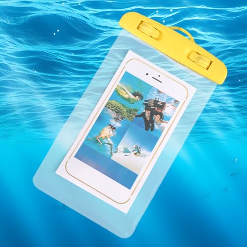 Waterproof Pouch for Phone Transparent Touchscreen Phone Holder | Water Play Cellphone Bag for Beach Cruise Vacation Running Camping Swimming Cycling Kayak Diving Travel - color: Yellow