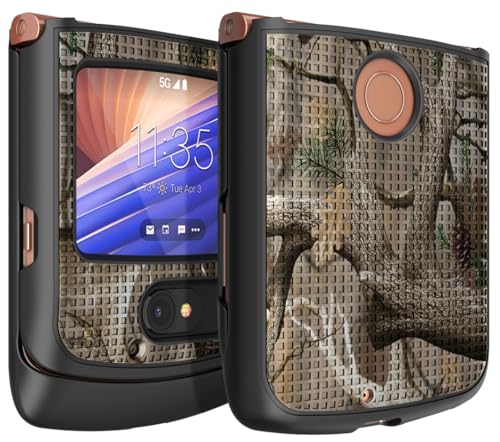 Grid Series for Motorola RAZR 5G (2020) Flip Phone Case - Camo | Slim Hard Shell Cover, Satisfying Texture, Matte, For Moto XT2071 - color: Autumn Camo (Black)