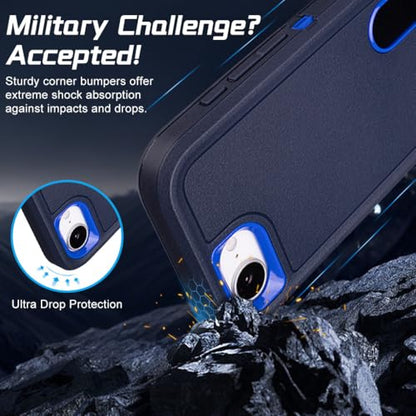 Defender Case for iPhone 17e Case with Belt Clip Holster Outdoor Navy Blue | Heavy Duty Rugged Protective Phone Case, Dual Layer Shockproof Cover - color: Navy Blue