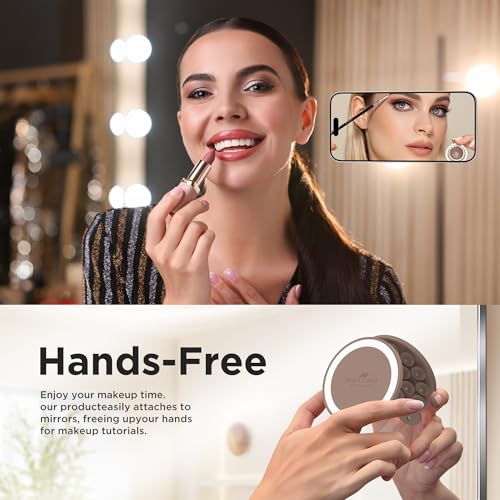 Magnetic Suction Cup Phone Mount with MagSafe, Silicone Hands-Free Grip Holder for iPhone Case and Android, Mirror Shower Phone Stand for Makeup FaceTime Gym Kitchen Bathroom, Light Brown - color: Light Brown
