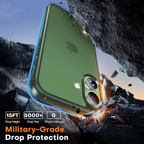 TAURI for iPhone 17 Case, Anti-Yellowing with Screen Protector, Translucent Matte Military-Grade Protection Shockproof Slim Phone Case for iPhone 17, Matte Green - color: F-Matte Green