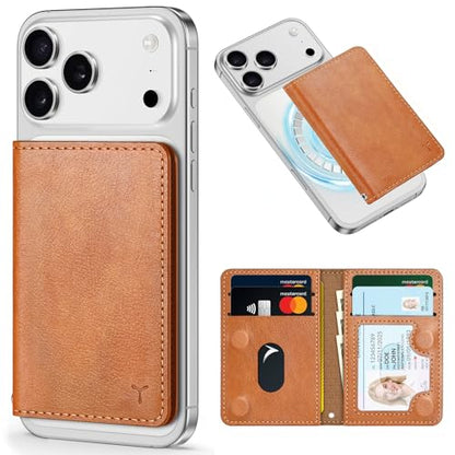TUCCH Magnetic Wallet for Magsafe iPhone, 6 Card Holders, Textured Brown | RFID Blocking, Clear ID Window, for iPhone 17/17e/16/15/14/13/12 Pro/Pro Max/Plus, PU Leather - color: Brown - Textured