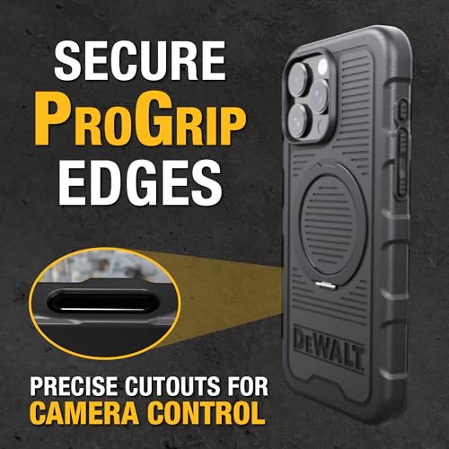 DEWALT 360° Rotatable Magnetic Ring for iPhone 16 Pro Case, Heavy Duty Drop Protection Fit for MagSafe w/Stand & Ring Holder, Shockproof Nanobubbles for iPhone 16 Pro Phone Case Ostand, Black - size: iPhone 16 Pro