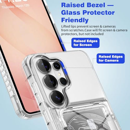 for Samsung S26 Ultra Wallet Case 4 Credit Card ID Holder Clear Flip | Cover for Galaxy S26 Ultra Kickstand Card Holder Slot for Men Women Shockproof Dual Layer TPU Hard Shell Protective Bumper - size: for Galaxy S26 Ultra, 6.9“