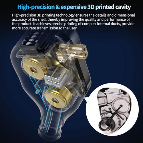 CCA Rhapsody 4-Mode Tuning Switch in-Ear Monitor Headphones, 2DD+4BA Hybrid Gaming IEM, HiFi Bass Wired Earphones for Audiophiles, Musicians & Singers - size: Without Mic
