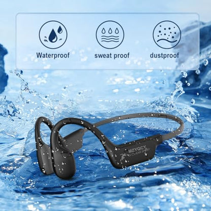 Bone Conduction Headphones, Open Ear Bluetooth 5.4 Headset with Mic - color: Black