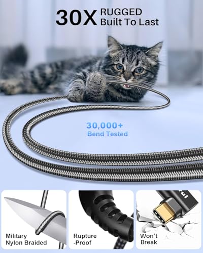 LDLrui USB C Monitor Cable Right Angle 3FT 2P, 8K/5K@60Hz 4K@144Hz Display - size: 3FT+3FT