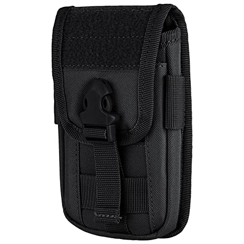 Tactical Molle Pouch Compact Utility EDC Waist Pack Phone Holster with Card Slots for 4.7"-6.9" Phone - color: Black
