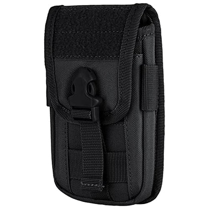 Tactical Molle Pouch Compact Utility EDC Waist Pack Phone Holster with Card Slots for 4.7"-6.9" Phone - color: Black