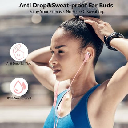 Wired Headphones USB C Earbuds Digital Sound Earphone with DAC Chip and Mic - color: Pink