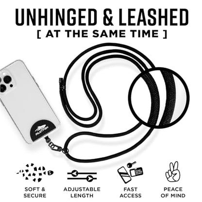 Pilotfish Team Phone Lanyard Strap – Universal Neck & Crossbody Cell Phone Holder, Anti‑Drop, Adjustable for iPhone & Android - color: Black Buckle/Black
