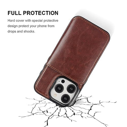 KIHUWEY Compatible with iPhone 15 Pro Wallet Case Credit Card Holder, Premium Leather Kickstand Flip Hidden Magnetic Clasp Durable Shockproof Protective Cover for iPhone 15 Pro 6.1 inch (Brown) - color: Brown