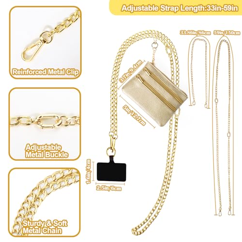 XANGNIER Clip and Go Strap for Phone with Wallet Crossbody,Chain Gold - color: Chain Gold