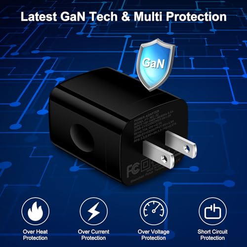 Charger Block 25W USB C Android Wall Charger Box 2 Port Super Fast Charging - color: Black