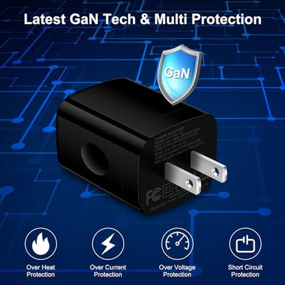 Charger Block 25W USB C Android Wall Charger Box 2 Port Super Fast Charging - color: Black