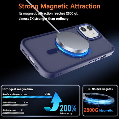 Magnetic iPhone 12/12Pro case,Compatible with Magsafe, Military-Grade Protection,Slim Translucent Matte Shockproof with Anti-Scratch Anti-Fingerprint Phone Cover (Dark Blue, iPhone 12/12Pro) - color: Dark Blue, size: iPhone 12/12Pro