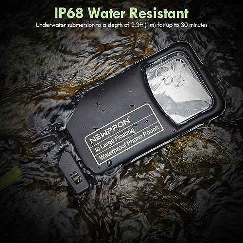 Floating Waterproof Cell Phone Pouch - 2 Pack Float Clear Cellphone Holder Protector with Lanyard - Universal Floatable Water Proof Dry Bag for iPhone Samsung Galaxy for Beach Swimming Pool - color: 2 Pack Medium Black