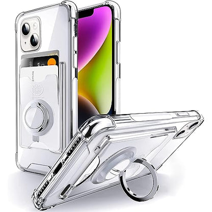 Shields Up for iPhone 14 Case with Card Holder Stand, 6.1", Clear - color: Clear, size: iPhone 14