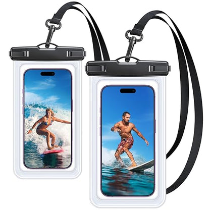 【2 Pack】Coolpow Waterproof Phone Pouch【Easy Lock & Heavy Duty】IPX8 Water Proof Cell Phone Dry Bag for Beach Vacation Waterproof Phone Case With Lanyard Protector for iPhone 17 Samsung All 4-7" Phone