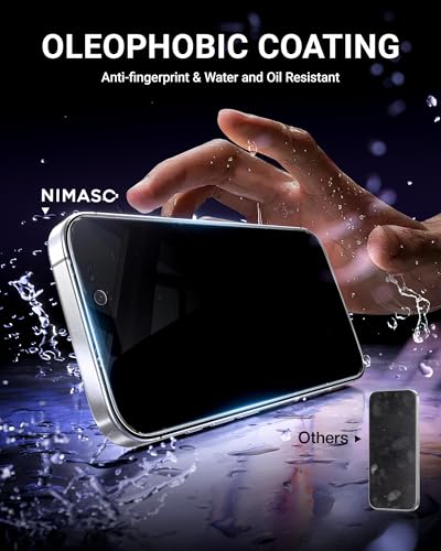 NIMASO for iPhone 17 Screen Protector Privacy 6.3-Inch, 2 Pack 9H Hardness Anti-Spy Tempered Glass Military Grade Shatterproof, Anti-Scratch, with Easy Installation Tool - size: iPhone 17 6.3 inch