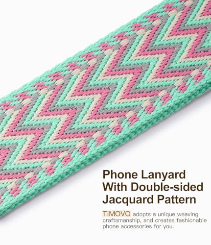 TiMOVO Clip and Go Phone Strap Crossbody with Leather Wallet, Adjustable Anti-Theft Lanyard with Pouch for Most Phone Case - color: W Stripe Green