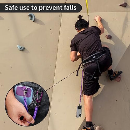 HOTEMIA Phone Tether Lanyard Anti Theft Phone Strap with Carabiner Anti-drop Outdoor Skiing Hiking Cycling fishing Climbing fit iPhone and Most Cell Phone (Black+Purple) - color: Black+purple